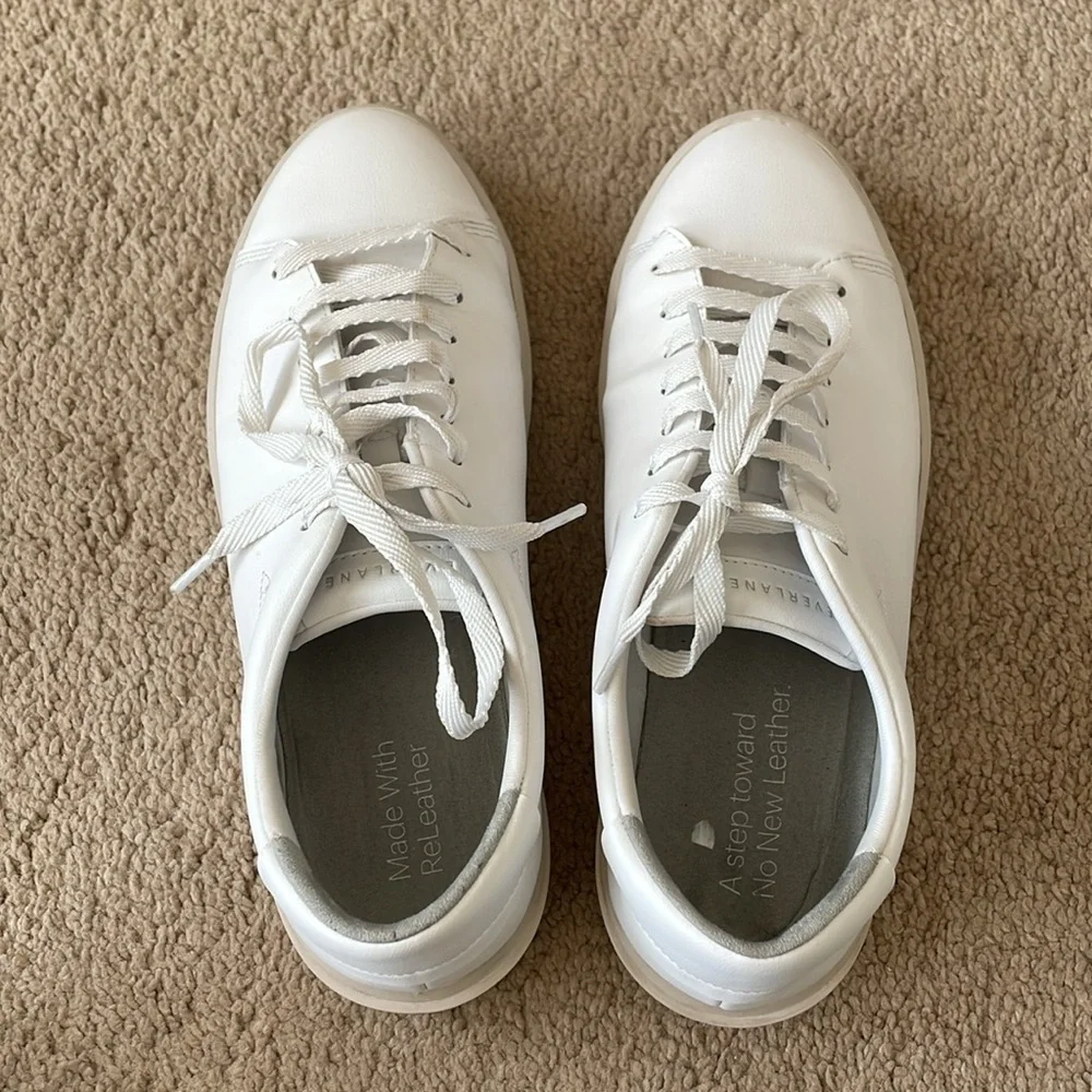Everlane ReLeather White Sneakers Unisex Minimalist W’s 9.5 M’s 7.5 Shoes Casual